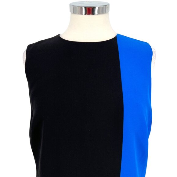 Alice + Olivia Coley Colorblock Sleeveless Shift Dress Black Blue Size 12 - Picture 2 of 10